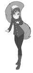  anthro clothed clothing female fluffy fluffy_tail greyscale mammal monochrome rodent simple_background solo squirrel white_background zenirix 