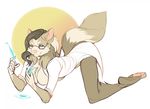  all_fours anthro breasts canine eyewear female glasses lab_coat mammal sketch smile solo syringe teil 