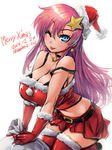  2016 ;p amania_orz bare_shoulders bell bell_earrings belt blue_eyes breasts buckle choker christmas cleavage collarbone crop_top dated earrings fur-trimmed_gloves fur-trimmed_legwear fur_trim gloves gundam gundam_seed gundam_seed_destiny hair_ornament hat jewelry large_breasts long_hair meer_campbell merry_christmas one_eye_closed pink_hair red_gloves red_legwear red_skirt sack santa_costume santa_gloves santa_hat shiny shiny_hair sidelocks skirt solo star star_hair_ornament strap_slip thighhighs tongue tongue_out twitter_username 