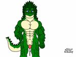  anthro awkward barazoku blush crocodile crocodilian ejactulation erection humanoid_penis invalid_color kroco krunchkroco male muscliar muscular nude orgasm penis reptile scalie shy spikes spikey standing teeth 