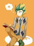  1boy blue_hair reading tenjo_kaito yu-gi-oh! yuu-gi-ou_zexal 