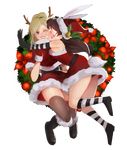  :d antlers bare_shoulders bell belt black_footwear blonde_hair blue_eyes boots breasts brown_hair brown_legwear capelet christmas closed_eyes d.va_(overwatch) dress full_body fur-lined_gloves fur-trimmed_boots fur-trimmed_dress fur-trimmed_hat fur_trim giji-p gloves grin hair_ornament hat highres hug knee_boots kneehighs long_hair medium_breasts mercy_(overwatch) multiple_girls one_eye_closed open_mouth overwatch pink_lips ponytail red_dress red_gloves red_hat reindeer_antlers santa_costume santa_hat shoes short_dress smile strapless strapless_dress striped striped_legwear teeth thighhighs transparent_background 