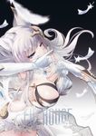 animal_ears bare_shoulders blue_eyes breasts cat_ears cover cover_page doujin_cover dress elbow_gloves erune feathers fingerless_gloves gloves granblue_fantasy hair_ornament hand_on_own_chest hato_haru korwa large_breasts long_hair looking_at_viewer silver_hair solo white_gloves 