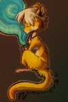  anthro blonde_hair eyes_closed feral fur hair male mammal mouse nude rodent simple_background sitting yellow_fur zenirix 