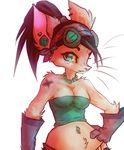  anthro black_hair breasts cat clothed clothing feline female goggle hair mammal simple_background solo white_background wide_hips zenirix 