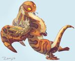  2015 ambiguous_gender dragon feathered_wings feathers feral fur furred_dragon nude orange_fur simple_background solo white_background wings yellow_eyes zenirix 