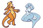  bandicoot belly big_breasts breasts duo female fish large_areolas looking_at_viewer mammal marine marsupial nipples nude pussy shark slightly_chubby uuoouu wide_hips 
