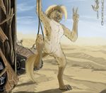  chain cuntboy desert female gnoll hook hyena intersex mammal nude sand solo wasteland 