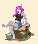  anthro armpits canine clothed clothing female fur hair huffpup looking_at_viewer mammal sitting solo 