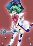  1girl blue_hat blush broom censored duel_monster gloves green_eyes green_hair hat heart heart-shaped_pupils heavy_breathing holding_broom masturbation matching_hair/eyes motion_lines navel omega_na_hito pants_down pussy pussy_juice red_background red_ribbon ribbon smile solo symbol-shaped_pupils white_clothes white_gloves windwitch_glass_bell wings witch witch_hat yu-gi-oh! yuu-gi-ou_duel_monsters 