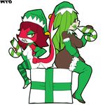 2016 absurd_res anthro areola breasts candy candy_cane christmas duo female fish food hi_res holidays inverted_nipples marine marthedog nipples shark side_boob unknown_species 