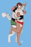  &lt;3 anthro briefs clothed clothing duo eyewear feline glasses huffpup hug lagomorph male male/male mammal open_mouth rabbit smile standing underwear 
