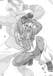  1girl abs artist_request breasts female majikina_mina monochrome muscle navel samurai_spirits solo 