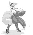  2016 anthro areola armpits balls big_balls big_breasts big_penis boots breast_expansion breasts bulge canine clothed clothing cosplay dickgirl edit erect_nipples erection erection_under_clothes eyewear footwear fox fur goggles gun hi_res huge_balls huge_breasts huge_penis hyper hyper_penis intersex mammal metroid midriff miles_prower monochrome navel nintendo nipple_bulge nipples penis precum ranged_weapon samus_aran signature simple_background skimpy smile snao solo sonic_(series) torn_clothing video_games weapon white_fur 