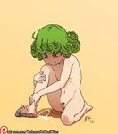  1girl artist_request female full_body green_hair nude one-punch_man solo trample 