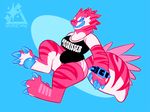 anthro clothed clothing female overweight simple_background skymachine teeth unknown_species 