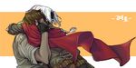  ana_(overwatch) artist_request brown_hair dark_skin hood hug mccree_(overwatch) overwatch white_hair 