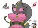  banette bondage color-it-in_(artist) furry ghost inverted_nipples mega_banette nameless_trainer pok&eacute;mon pokemon shocked tied_up 