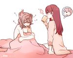  after_sex artist_name bad_id bad_twitter_id closed_eyes commentary_request cup dog drinking grey_hair imagining long_hair long_sleeves love_live! love_live!_sunshine!! messy_hair mug multiple_girls naked_sweater nude open_mouth pillow pito_(sh02327) red_hair sakurauchi_riko simple_background sitting sleepy steam sweater twitter_username under_covers watanabe_you white_background yuri 
