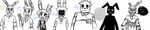  2015 animatronic anthro binary_code bonnie_(fnaf) bow_tie buckteeth cup dialogue english_text five_nights_at_freddy&#039;s five_nights_at_freddy&#039;s_2 group inkyfrog looking_at_viewer machine restricted_palette robot shadow_bonnie_(fnaf) simple_background smile springtrap_(fnaf) talking_to_viewer teeth text toy_bonnie_(fnaf) video_games waving white_background withered_bonnie_(fnaf) 