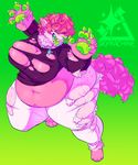  anthro big_breasts breasts canine clothed clothing collar female huge_breasts mammal obese open_mouth overweight skymachine smile solo torn_clothing 