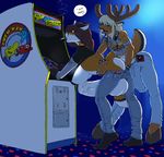  anthro anthro_on_anthro arcade arcade_machine balls bent_over big_balls big_breasts bracelet breasts bulge butt canine cervine cigarette clothed clothing cox deer digital_media_(artwork) distracted duo edit erection fingering fox gideon huge_balls huge_breasts humanoid_penis hyper hyper_balls hyper_breasts hyper_penis jewelry male male/male mammal pac-man_(series) penis public ruger video_games 