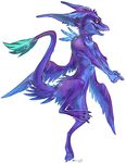  2015 4_fingers anthro blue_eyes digitigrade feathered_wings feathers fur nude purple_feathers purple_fur simple_background smile solo standing white_background wide_hips wings zenirix 