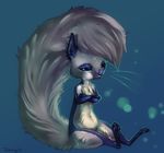 anthro blue_background blue_eyes crossed_arms fluffy fluffy_tail mammal navel nude purple_nose rodent simple_background sitting solo squirrel tasteful_nudity wide_hips zenirix 