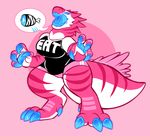  clothed clothing dinosaur female food obese overweight raptor skymachine solo standing teeth theropod tongue tongue_out 