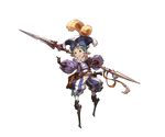  belt blue_hair bow facial_tattoo feathers full_body gloves granblue_fantasy harvin hat male_focus minaba_hideo official_art open_mouth orange_eyes pointy_ears polearm solo spear tattoo transparent_background ulamnuran weapon 