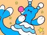  brionne cute eyes_closed female giggling happy mammal marine nintendo open_mouth orange_background pinniped pok&eacute;mon seal simple_background solo star video_games yoshibot67_(artist) 