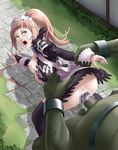  1boy 1girl ass blue_eyes breasts cum cum_on_breasts cum_on_upper_body doggystyle dress facial felicia_(fire_emblem_if) fire_emblem fire_emblem_if maid maid_headdress nature nintendo nipples outdoors penis pink_hair plant ponytail rape sex small_breasts thor_(deep_rising) tied_hair 