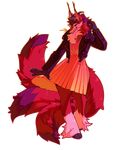  anthro clothed clothing female fur hair horn sergal skymachine smile solo standing teeth 