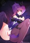  1girl anus artist_name ass asymmetrical_clothes bare_shoulders choker clitoral_hood clitoris crown elbow_gloves elementalist_lux lavender_hair league_of_legends long_hair looking_at_viewer luxanna_crownguard lying no_panties on_back patreon purple_eyes pussy shiny_hair side_ponytail single_thighigh smile solo solo_focus spread_legs spread_pussy tofuubear uncensored urethra 