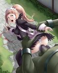  1boy 1girl ass blue_eyes breasts doggystyle dress felicia_(fire_emblem_if) fire_emblem fire_emblem_if looking_back maid maid_headdress nature nintendo outdoors panties panties_aside penis pink_hair plant ponytail rape sex small_breasts thor_(deep_rising) tied_hair underwear vaginal white_panties 