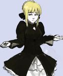  artoria_pendragon_(all) blonde_hair drawfag fate/stay_night fate_(series) imageboard_colors saber saber_alter short_hair shrug solo source_request 