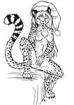  abs anthro anus bedroom_eyes breasts chest_tuft christmas claws digitigrade feline female finger_in_mouth front_view fur half-closed_eyes hat holidays leopard looking_at_viewer mammal masturbation mihari monochrome nipples nude pussy s-nina santa_hat seductive simple_background sitting smile solo spots spotted_fur spread_legs spreading tuft vaginal vaginal_masturbation white_background 