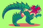  anthro crocodile crocodilian eyewear female glasses green_scales hair nude open_mouth reptile scales scalie skymachine solo standing 