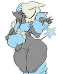  anthro anthrofied breasts canine dark_fur dog female fur furfrou glacierclear mammal mole_(marking) nintendo nipples pok&eacute;mon red_eyes solo video_games wide_hips 