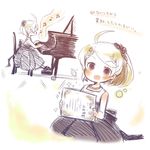  ahoge akamatsu_kaede bad_id bad_pixiv_id beamed_eighth_notes beamed_sixteenth_notes blonde_hair certificate child danganronpa dress eighth_note grand_piano instrument multiple_views music musical_note musical_note_hair_ornament new_danganronpa_v3 oie13 piano playing_instrument ponytail purple_eyes simple_background sixteenth_note smile white_background younger 