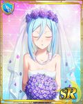  1girl blue_eyes blue_hair hair_ribbon krulcifer_einfolk saijaku_muhai_no_bahamut small_breasts wedding_dress 