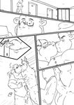  ... 2014 abs anthro balls biceps black_and_white blush bovine buck_(evane) cattle clothed clothing comic detailed_background door duo eddie_(evane) erection erection_under_clothes evane eyebrows eyes_closed eyewear glasses hi_res horn horn_ring hug humanoid_penis husky92 inside kissing line_art male male/male mammal marker_(artwork) monochrome multiple_scenes muscular muscular_male navel nipples nude onomatopoeia pecs penis rhinoceros shirt sound_effects speech_bubble standing tattoo traditional_media_(artwork) walking 