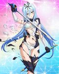  1girl blue_eyes blue_hair bra hair_ribbon krulcifer_einfolk light_blue_bra light_blue_panties long_hair panties saijaku_muhai_no_bahamut small_breasts 