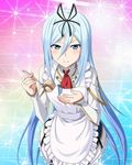  1girl blue_eyes blue_hair hair_ribbon krulcifer_einfolk long_hair saijaku_muhai_no_bahamut small_breasts 