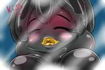  2016 black_goo breasts female goo kissing nana_gel open_mouth rubber shiny simple_background slime 