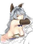  animal_ears bare_shoulders breasts cat_ears cleavage erune granblue_fantasy hairband heles highres kumiko_shiba large_breasts long_hair looking_at_viewer silver_hair simple_background sketch solo white_background yellow_eyes 