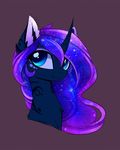 blue_eyes blue_fur cosmic_hair equine feral friendship_is_magic fur horn magnaluna mammal my_little_pony princess_luna_(mlp) purple_background simple_background smile unicorn 