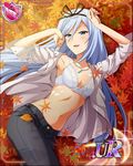  1girl blue_eyes blue_hair bra hair_ribbon krulcifer_einfolk long_hair saijaku_muhai_no_bahamut small_breasts 