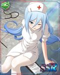  1girl blue_eyes blue_hair krulcifer_einfolk long_hair nurse saijaku_muhai_no_bahamut small_breasts 