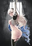  1girl arms_up ass black_legwear breasts censored chains dungeon female_my_unit_(fire_emblem_if) fire_emblem fire_emblem_if hairband long_hair my_unit_(fire_emblem_if) nipples panties pussy red_eyes silver_hair solo tears thighhighs thor_(deep_rising) torn_clothes 